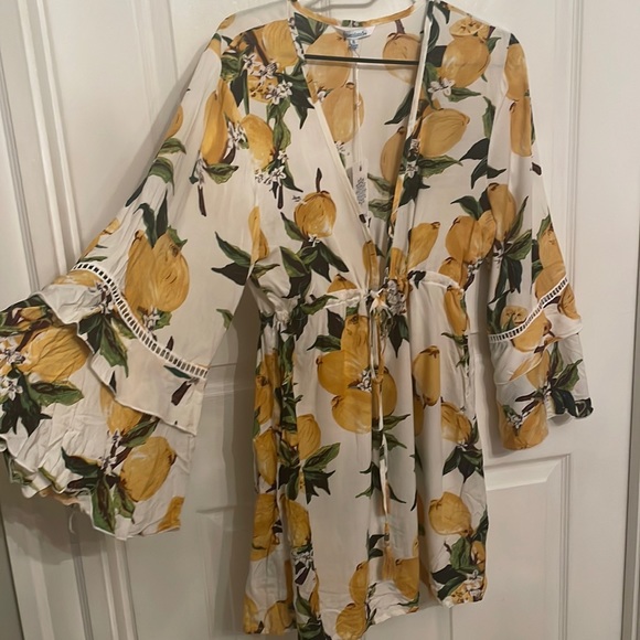 blue island Swim Nwt Blue Island Beach Cover Up With Fruit Print Poshmark